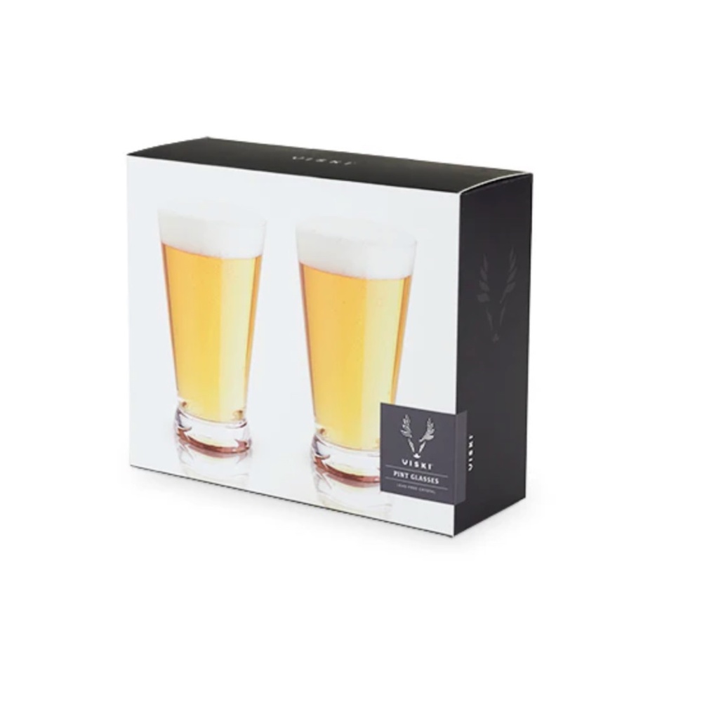 NEW Crystal Beer Pint Glasses by Viski SET OF 2